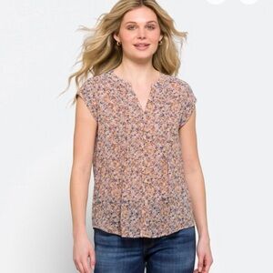 Chic Floral Cap Sleeve Blouse